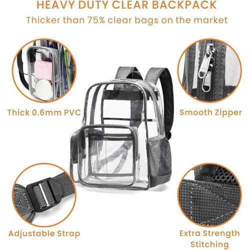  Clear Backpack, Cambond Heavy Duty Transparent Backpack with Reinforced Straps, See Through School Bag for College, Adults