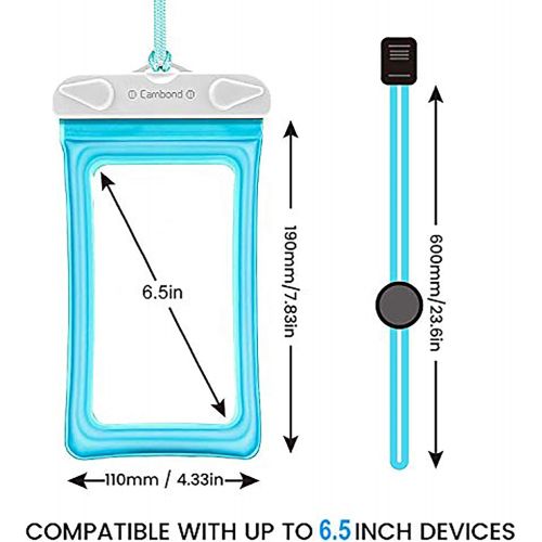  [아마존베스트]Floatable Waterproof Phone Pouch, Cambond Floating Water Proof Cell Phone Case Both Sides Clear Dry Bag for iPhone XS Max/XR/X/8/7 Plus Galaxy Pixel Up to 6.5, Snorkeling Cruise Sh