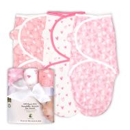 Cambria Baby 3 Pack Organic Cotton Adjustable Infant Swaddle Wrap for Safe and Sound Sleep, Self Fastening,Girl...