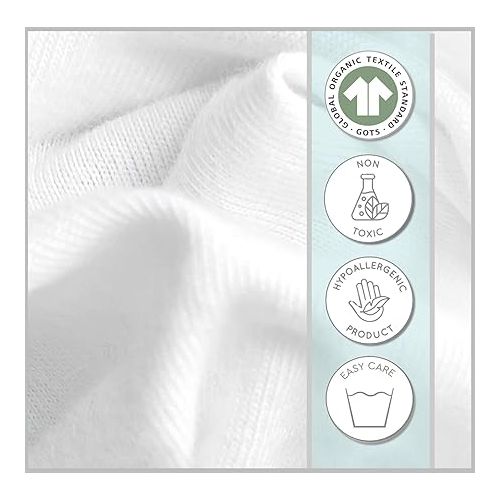  100% Organic Cotton 2 Pk of Bedside Sleeper Bassinet Fitted Mattress Sheets for Mika Micky, Baby Delight, and Ronbei,& Others,+ 2 Side Snap Kimono Gowns 0-6 Mo.