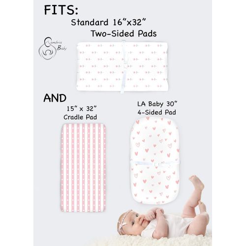  [아마존베스트]Cambria Baby 3 Pack GOTS Certified Organic Cotton Changing Pad Covers or Cradle Sheet for Girl, with Safety Strap Holes