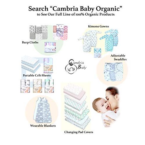  [아마존베스트]Cambria Baby 100% Organic Cotton Sheets for Pack n Play and Other Portable/Mini Cribs, Gray/White Unisex 2...