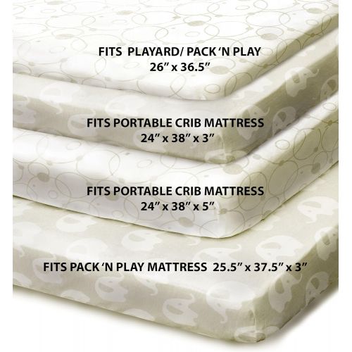  [아마존베스트]Cambria Baby 100% Organic Cotton Sheets for Pack n Play and Other Portable/Mini Cribs, Gray/White Unisex 2...