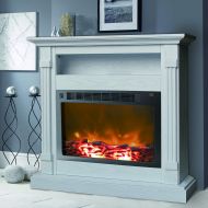 Cambridge Sienna Fireplace Mantel with Electronic Fireplace Insert, White