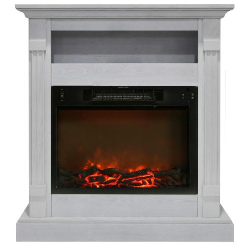  Cambridge Sienna Fireplace Mantel with Electronic Fireplace Insert, White