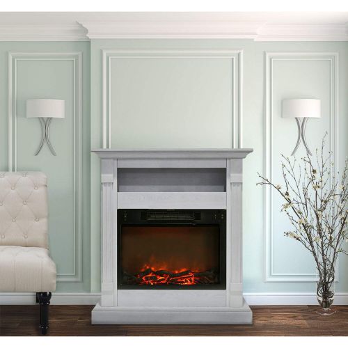  Cambridge Sienna Fireplace Mantel with Electronic Fireplace Insert, White