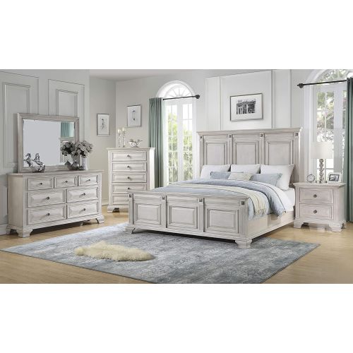  Cambridge 98118BQU-WH Heritage, Light Wash Queen-Size Bed Frame