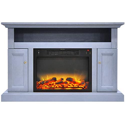  CAMBRIDGE Slate Blue Sorrento Electric Fireplace with an Enhanced Log Display and 47 in. Entertainment Stand