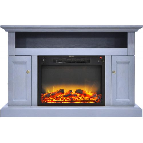  CAMBRIDGE Slate Blue Sorrento Electric Fireplace with an Enhanced Log Display and 47 in. Entertainment Stand