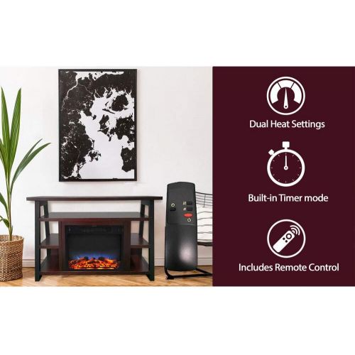  Cambridge 32-in. Sawyer Industrial Electric Fireplace Mantel with Realistic Log Display and LED Color Changing Flames, Mahogany