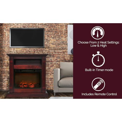  CAMBRIDGE 34-in. Sienna w/ 1500W Log Insert and Cherry Mantel, CAMBR3437-1CHR Electric Fireplace