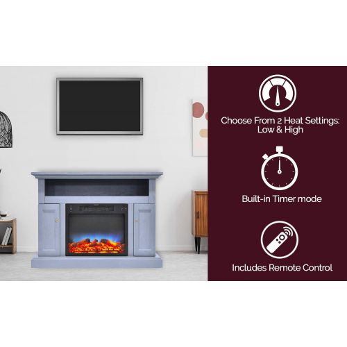  CAMBRIDGE Slate Blue Sorrento Electric Fireplace with Multi-Color LED Insert and 47 in. Entertainment Stand