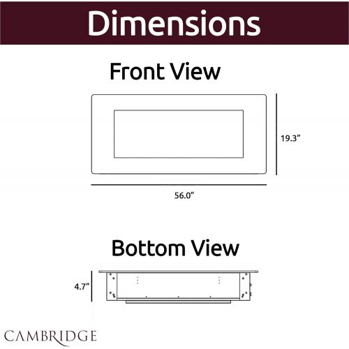  CAMBRIDGE 56-in. Metropolitan Wall-Mount Black with Crystal Rock Display, CAMBR56WMEF-1BLK Electric Fireplace