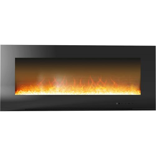  CAMBRIDGE 56-in. Metropolitan Wall-Mount Black with Crystal Rock Display, CAMBR56WMEF-1BLK Electric Fireplace