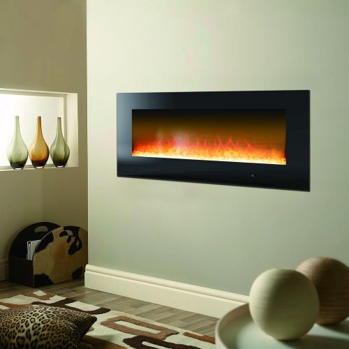  CAMBRIDGE 56-in. Metropolitan Wall-Mount Black with Crystal Rock Display, CAMBR56WMEF-1BLK Electric Fireplace