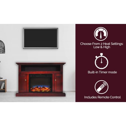  CAMBRIDGE 47-in. Sorrento Multi-Color LED Insert and Entertainment Stand in Cherry, CAMBR5021-2CHRLED Electric Fireplace