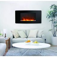 CAMBRIDGE 35-in. Callisto Curved Wall Mount Crystal Display, Timer, and Remote, Black, CAMBR35WMEF-1BLK Electric Fireplace