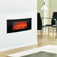 CAMBRIDGE 35-in. Callisto Curved Wall Mount Crystal Display, Timer, and Remote, Black, CAMBR35WMEF-2BLK Electric Fireplace