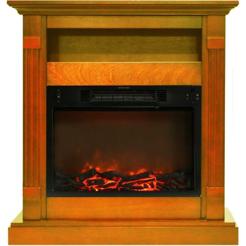  CAMBRIDGE 34-in. Sienna w/ 1500W Log Insert and Teak Mantel, CAMBR3437-1TEK Electric Fireplace