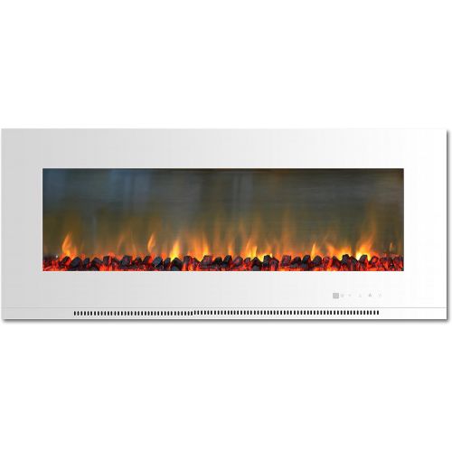  CAMBRIDGE 56-in. Metropolitan Wall-Mount White with Burning Log Display, CAMBR56WMEF-2WHT Electric Fireplace