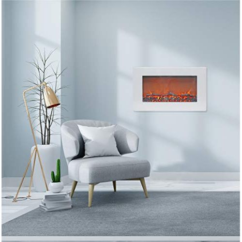  CAMBRIDGE Callisto 30 in. Wall-Mount White, LED Heater with Log Display, CAMBR30WMEF-2WHT Electric Fireplace