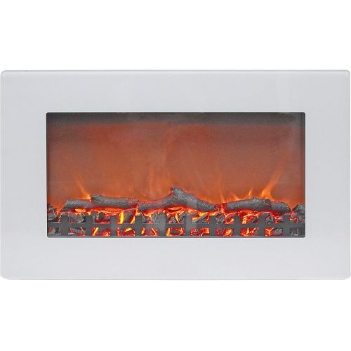  CAMBRIDGE Callisto 30 in. Wall-Mount White, LED Heater with Log Display, CAMBR30WMEF-2WHT Electric Fireplace