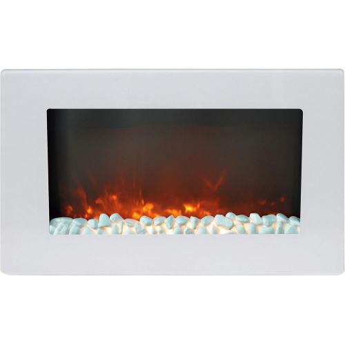  CAMBRIDGE 30-in. Callisto Wall Mount Crystal Display, Timer, and Remote, White, CAMBR30WMEF-1WHT Electric Fireplace