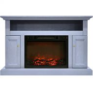CAMBRIDGE Slate Blue Sorrento Electric Fireplace with 1500W Log Insert and 47 in. Entertainment Stand
