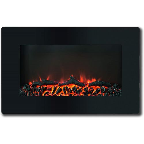  CAMBRIDGE Callisto 30 in. Wall-Mount Flat-Panel Indoor Heater, LED and Realistic Logs, CAMBR30WMEF-2BLK Electric Fireplace, Black