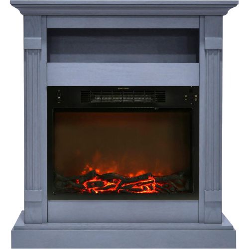  CAMBRIDGE Slate Blue Sienna 34 in. Electric Fireplace w/ 1500W Log Insert Mantel