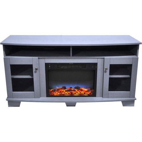  CAMBRIDGE Slate Blue Savona 59 in. Electric Fireplace Entertainment Stand and Multi-Color LED Flame Display