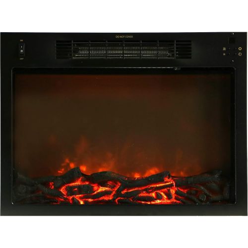  CAMBRIDGE Sienna 34 Heater w/ 1500W Log Insert and White Mantel TV Stand, CAMBR3437-1WHT Electric Fireplace