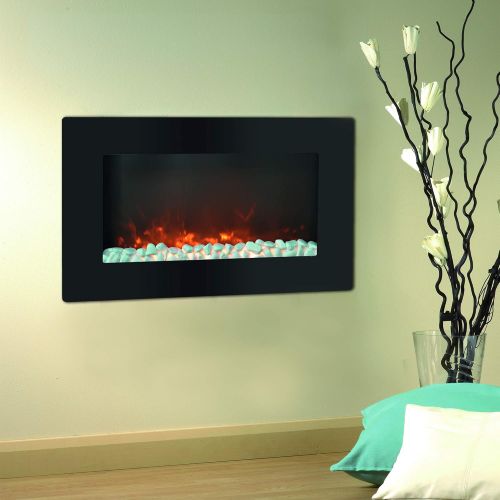  CAMBRIDGE 30-in. Callisto Wall Mount Crystal Display, Timer, and Remote, Black, CAMBR30WMEF-1BLK Electric Fireplace