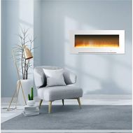 CAMBRIDGE 56-in. Metropolitan Wall-Mount White with Crystal Rock Display, CAMBR56WMEF-1WHT Electric Fireplace