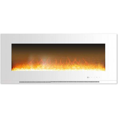  CAMBRIDGE 56-in. Metropolitan Wall-Mount White with Crystal Rock Display, CAMBR56WMEF-1WHT Electric Fireplace