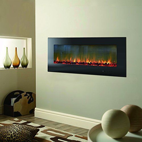  CAMBRIDGE 56-in. Metropolitan Wall-Mount Black with Burning Log Display, CAMBR56WMEF-2BLK Electric Fireplace