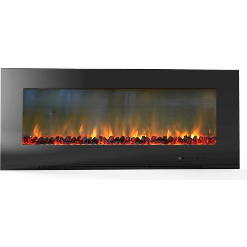  CAMBRIDGE 56-in. Metropolitan Wall-Mount Black with Burning Log Display, CAMBR56WMEF-2BLK Electric Fireplace