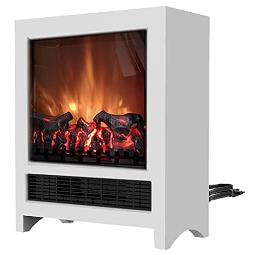  CAMBRIDGE 19-in Freestanding 4606 BTU Electric Fireplace with Wood Log Insert, White (CAM15FSFP-1WHT)