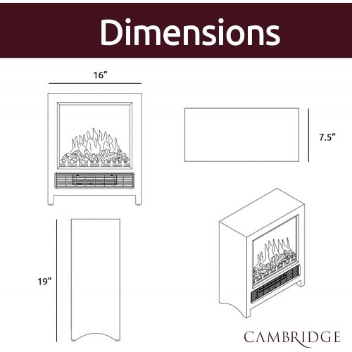  CAMBRIDGE 19-in Freestanding 4606 BTU Electric Fireplace with Wood Log Insert, White (CAM15FSFP-1WHT)