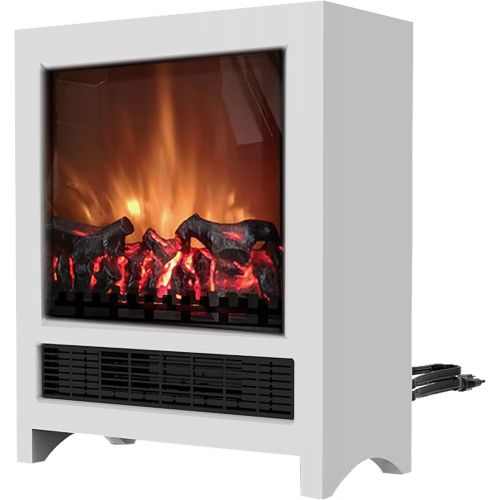  CAMBRIDGE 19-in Freestanding 4606 BTU Electric Fireplace with Wood Log Insert, White (CAM15FSFP-1WHT)