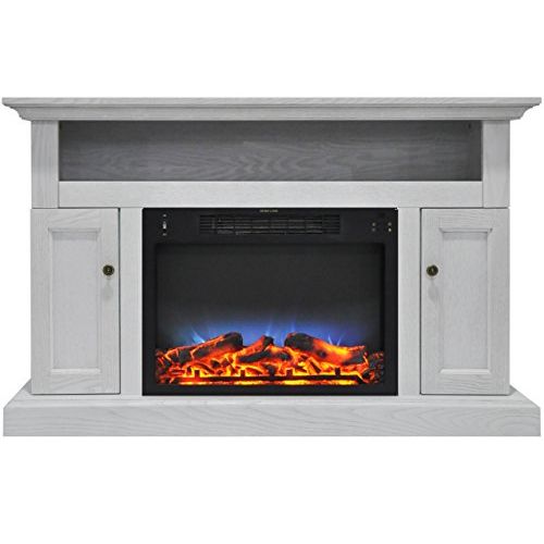  CAMBRIDGE 47-in.Sorrento Multi-Color LED Insert and Entertainment Stand in White, CAMBR5021-2WHTLED Electric Fireplace