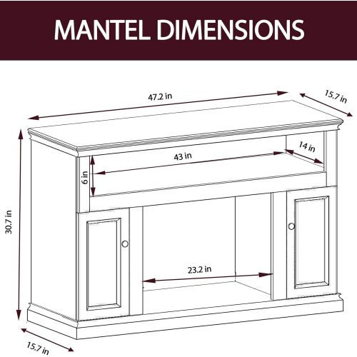  CAMBRIDGE 47-in.Sorrento Multi-Color LED Insert and Entertainment Stand in White, CAMBR5021-2WHTLED Electric Fireplace