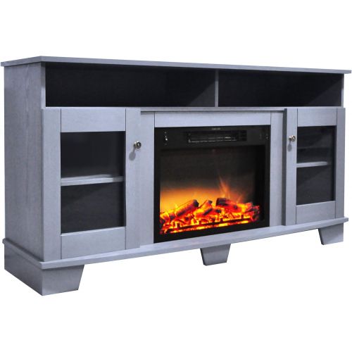  CAMBRIDGE Slate Blue Savona 59 in. Electric Fireplace Entertainment Stand and Enhanced Log Display