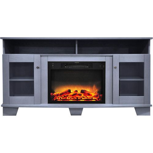  CAMBRIDGE Slate Blue Savona 59 in. Electric Fireplace Entertainment Stand and Enhanced Log Display