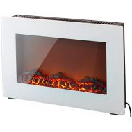 Cambridge CAM30WMEF-2WHT Callisto 30 In. Wall-Mount Electric Fireplace in White with Realistic Log Display