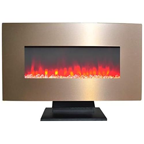  Cambridge CAM36WMEF-1BR 36 In. Metallic Electric Fireplace in Bronze with Multi-Color Crystal Rock Display