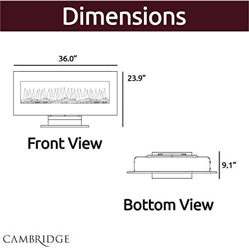  Cambridge CAM36WMEF-1BR 36 In. Metallic Electric Fireplace in Bronze with Multi-Color Crystal Rock Display
