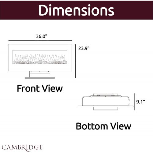  Cambridge CAM36WMEF-1BR 36 In. Metallic Electric Fireplace in Bronze with Multi-Color Crystal Rock Display