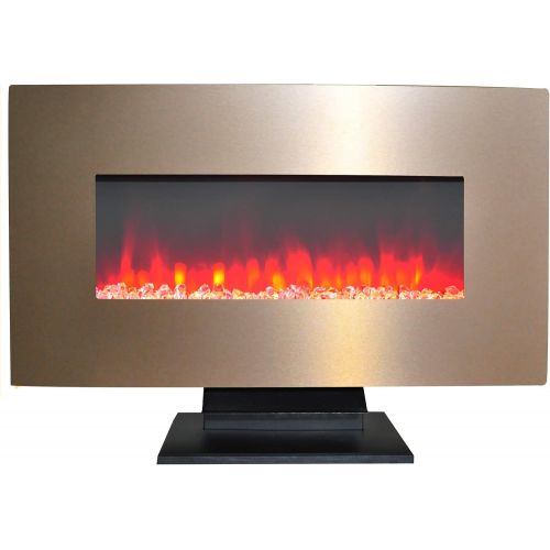  Cambridge CAM36WMEF-1BR 36 In. Metallic Electric Fireplace in Bronze with Multi-Color Crystal Rock Display