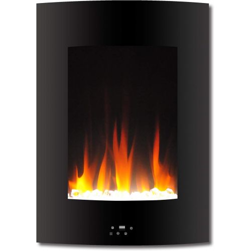  CAMBRIDGE 19.5 in. Vertical White with Multi-Color Flame and Crystal Display, CAMBR19VWMEF-1BLK Electric Fireplace, Black
